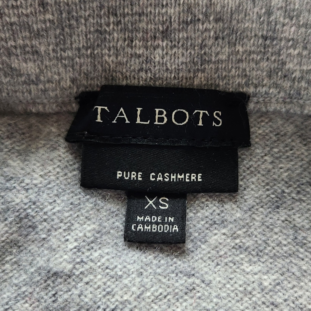 Talbots 100% Pure Cashmere Turtleneck Sweater Holiday Grey | Women's Size XS - Picture 5 of 9